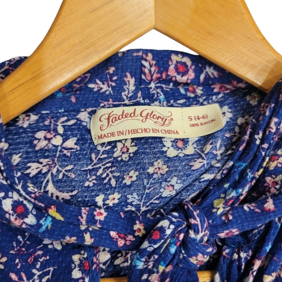 Faded Glory Size S Floral Tank With Keyhole and Ruffle Detail - Picture 5 of 5